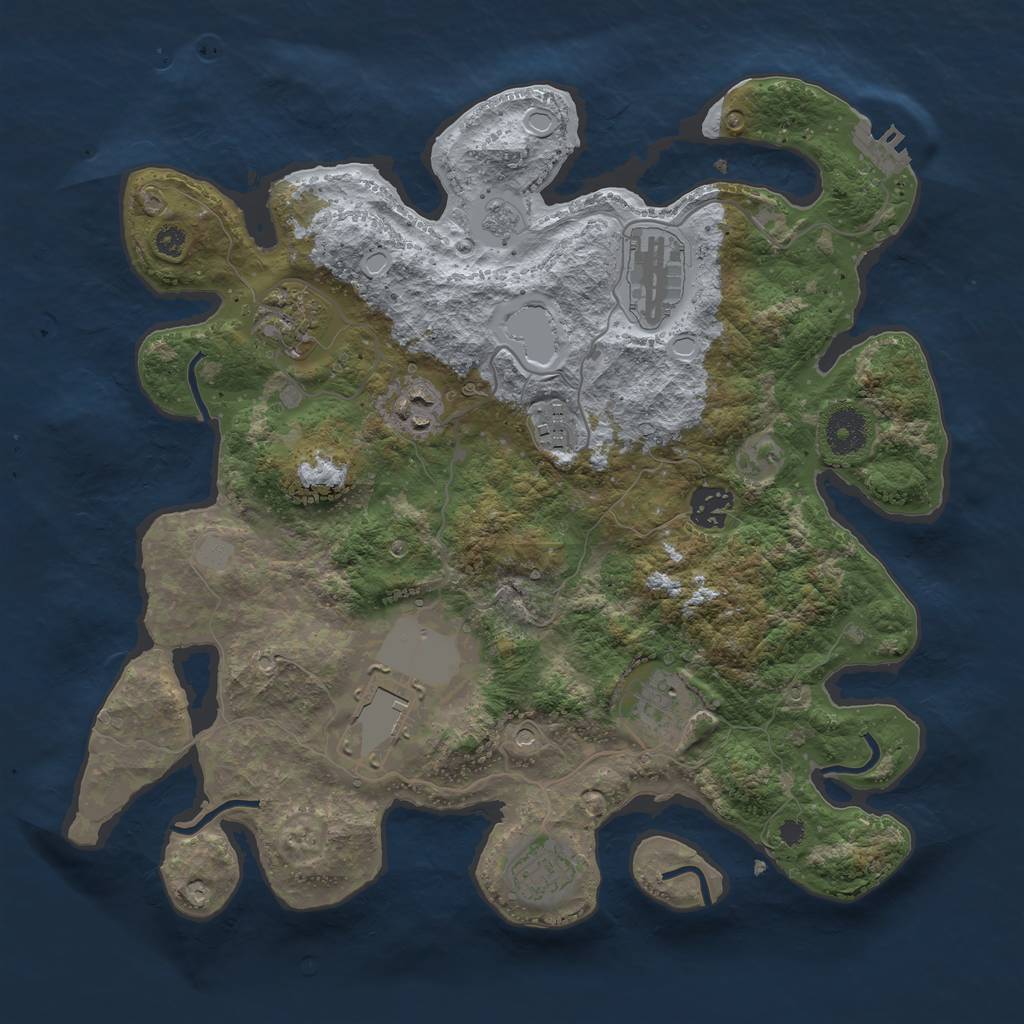 Rust Map: Procedural Map, Size: 3500, Seed: 3615338, 14 Monuments