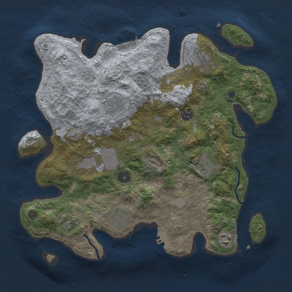 Rust Map: Procedural Map, Size: 3500, Seed: 77203099, 16 Monuments