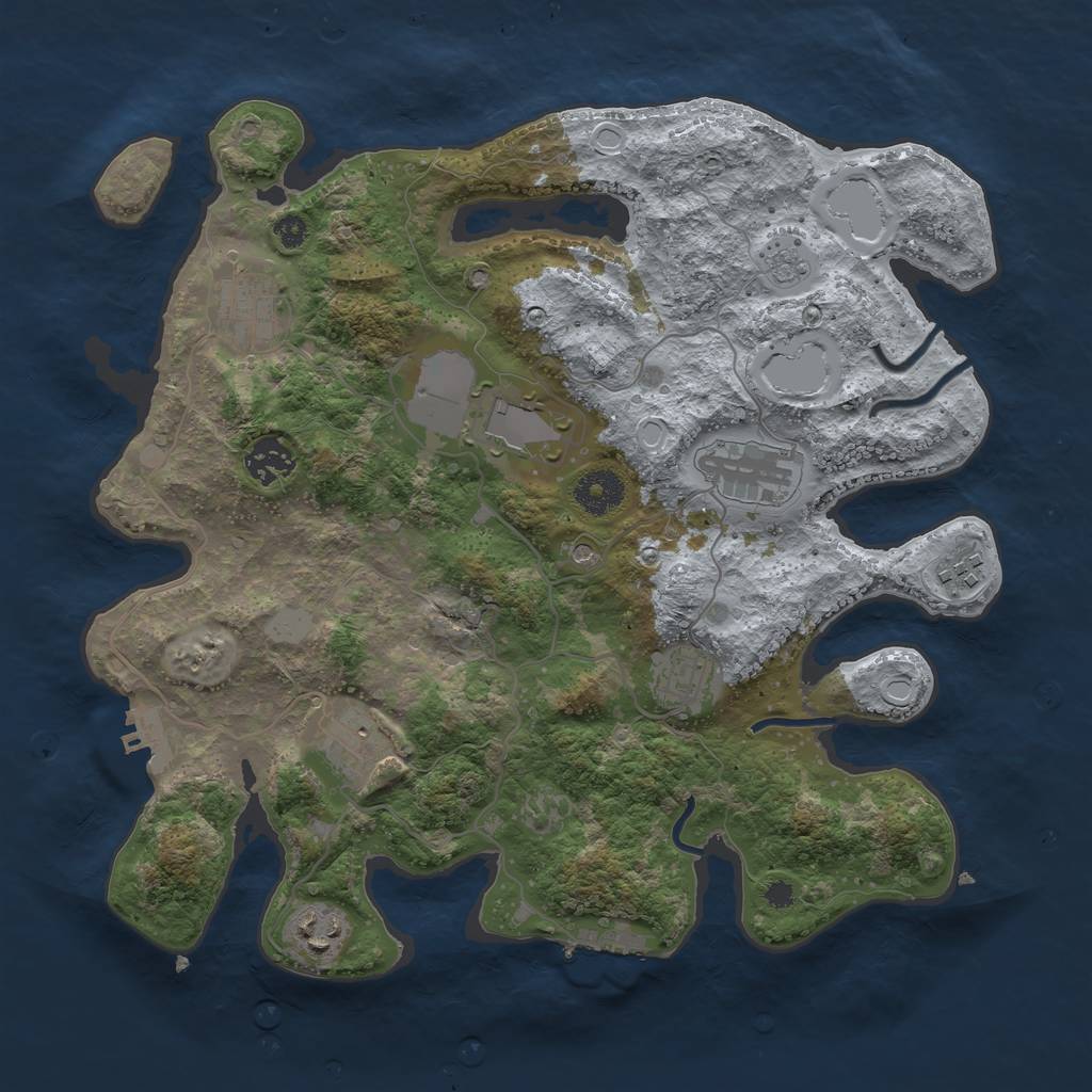 Rust Map: Procedural Map, Size: 3500, Seed: 56695965, 17 Monuments