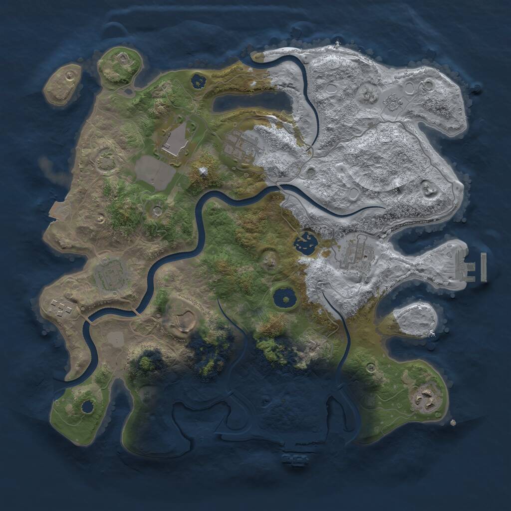 Rust Map: Procedural Map, Size: 3500, Seed: 56695965, 14 Monuments