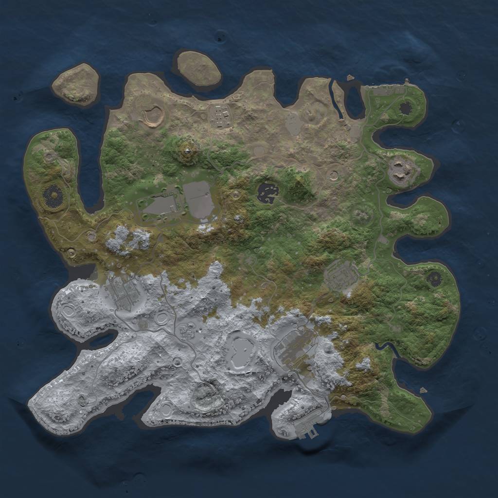 Rust Map: Procedural Map, Size: 3500, Seed: 93247150, 17 Monuments