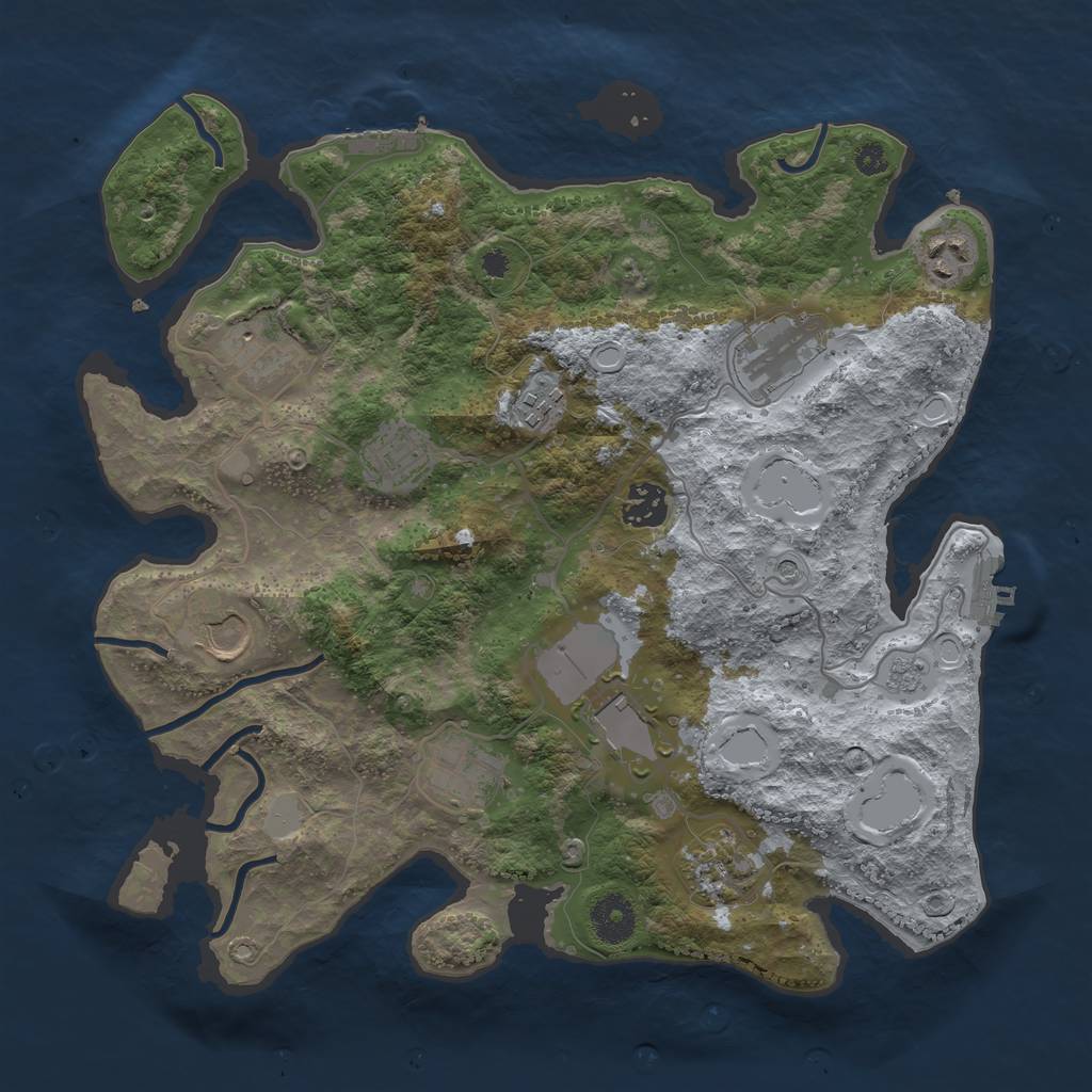 Rust Map: Procedural Map, Size: 3500, Seed: 77408610, 19 Monuments
