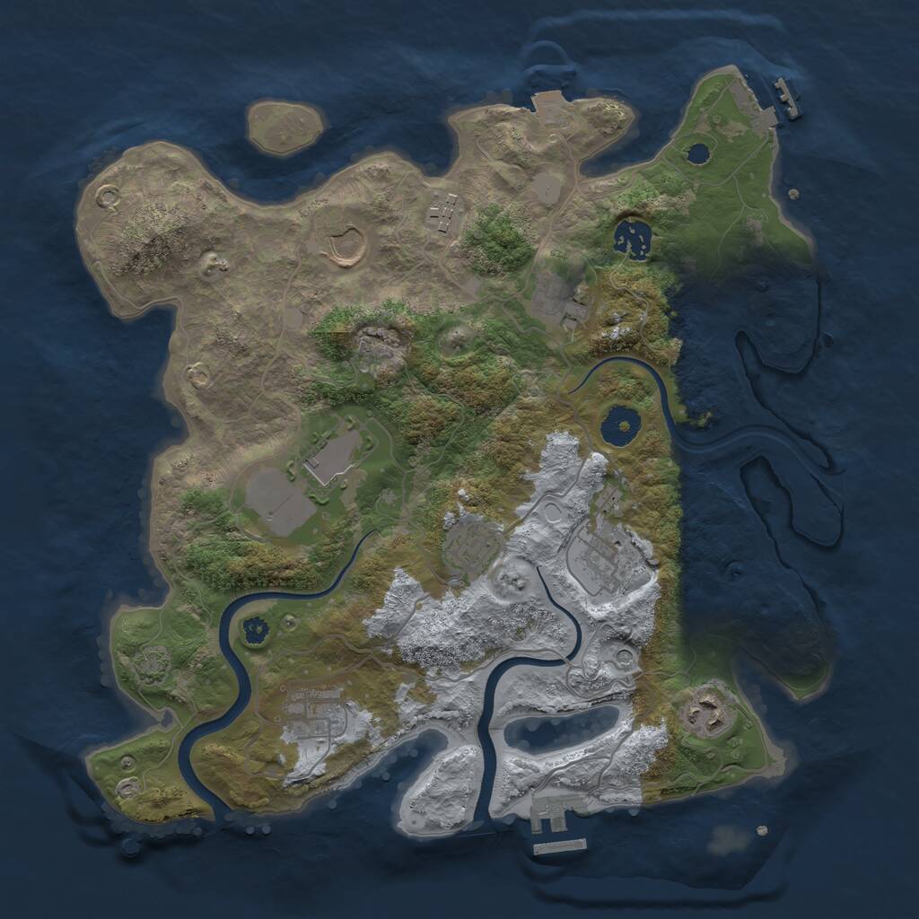Rust Map: Procedural Map, Size: 3500, Seed: 67675881, 14 Monuments