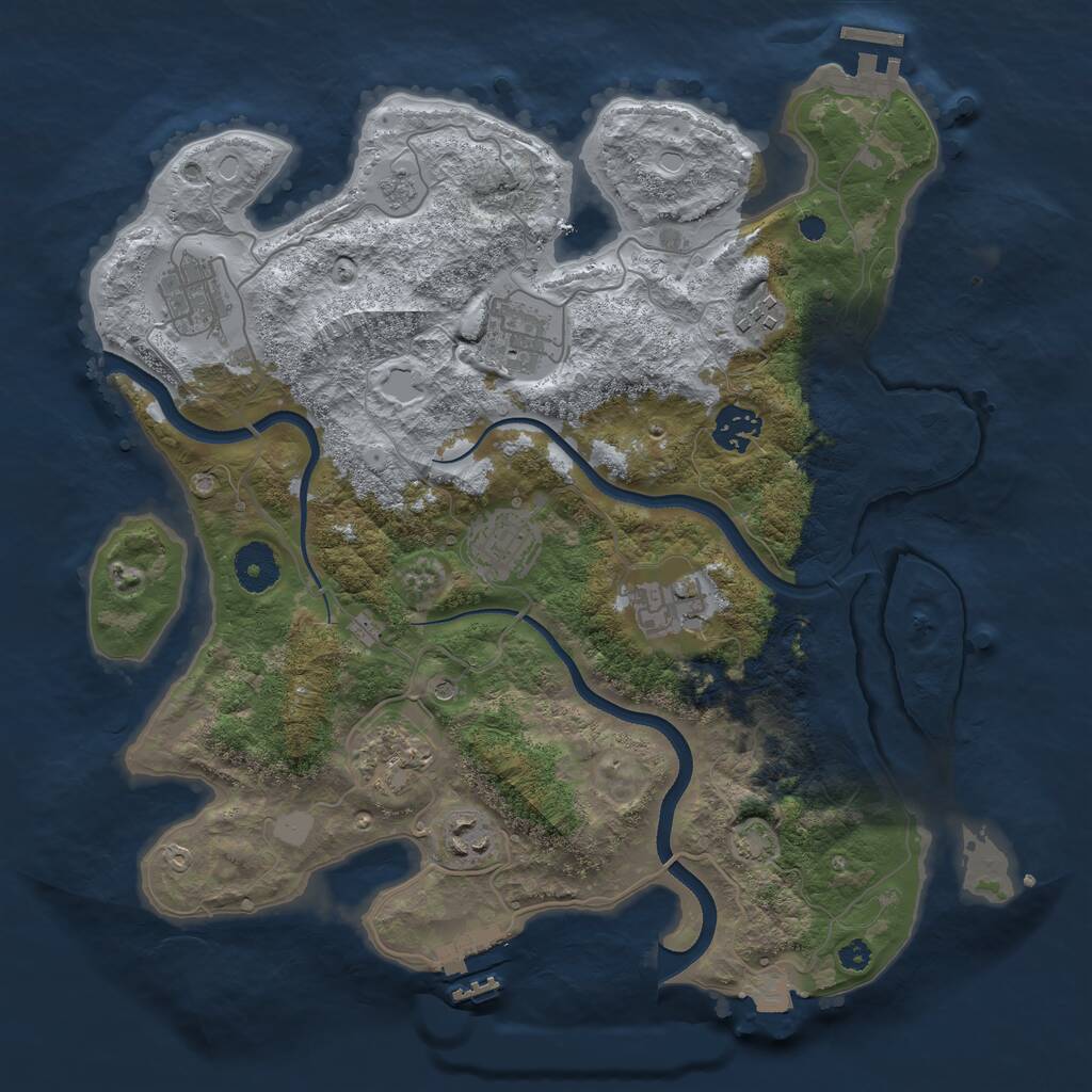 Rust Map: Procedural Map, Size: 3500, Seed: 1227222127, 14 Monuments