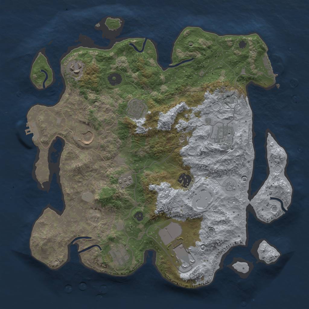 Rust Map: Procedural Map, Size: 3500, Seed: 18642807, 17 Monuments