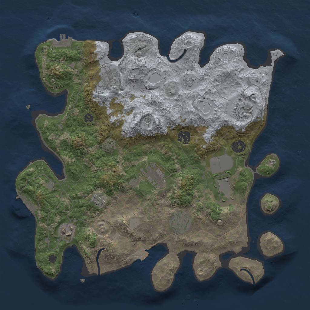 Rust Map: Procedural Map, Size: 3500, Seed: 469164034, 16 Monuments