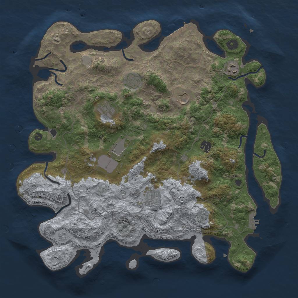 Rust Map: Procedural Map, Size: 4000, Seed: 85596490, 17 Monuments
