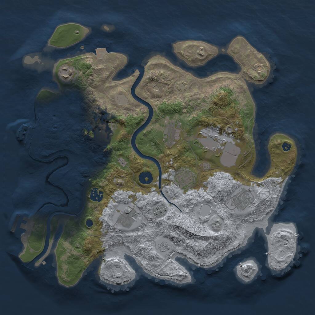 Rust Map: Procedural Map, Size: 3500, Seed: 74844512, 15 Monuments