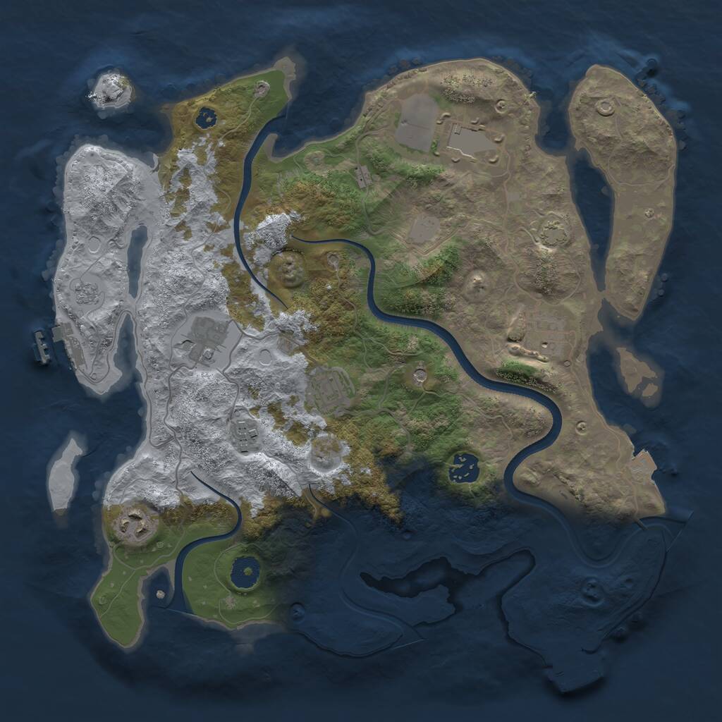 Rust Map: Procedural Map, Size: 3500, Seed: 58348624, 13 Monuments