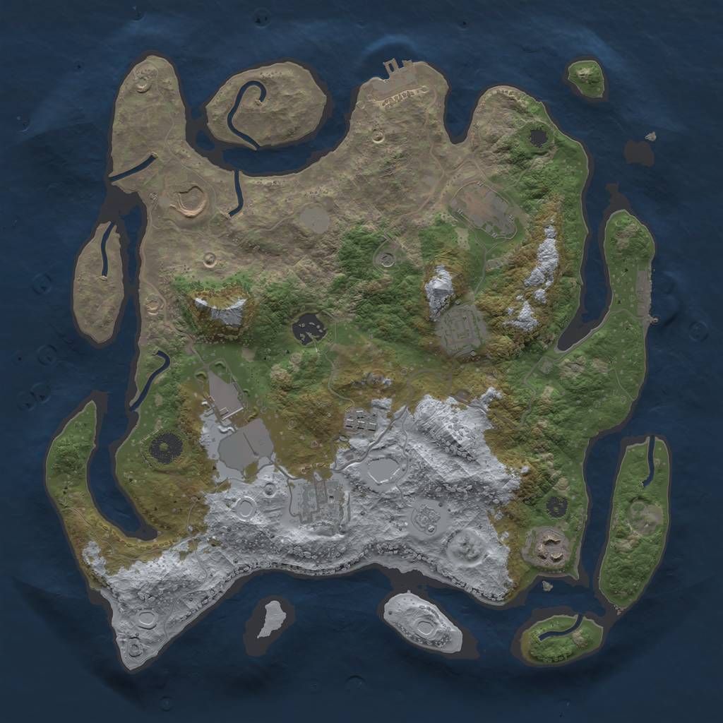 Rust Map: Procedural Map, Size: 3500, Seed: 276811063, 17 Monuments