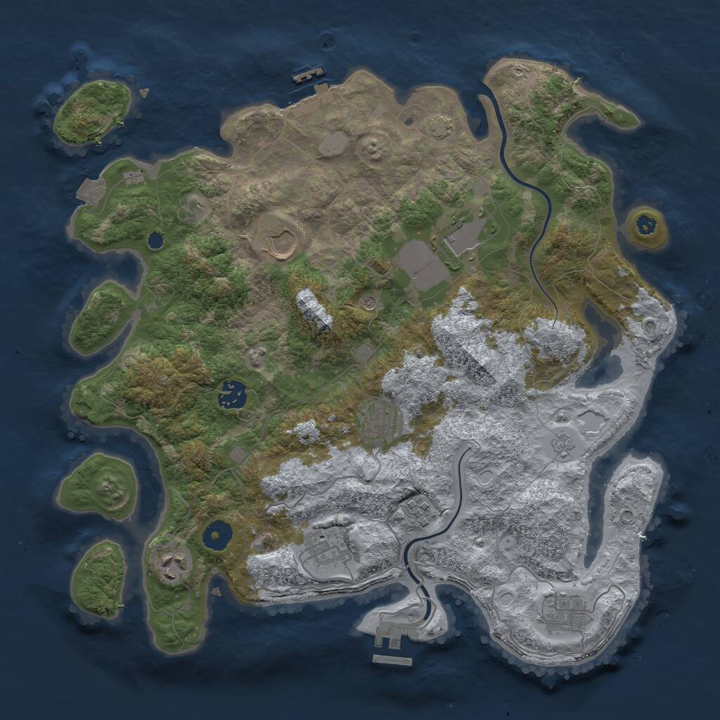 Rust Map: Procedural Map, Size: 3700, Seed: 1284677154, 14 Monuments