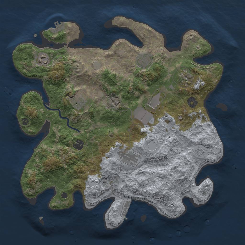Rust Map: Procedural Map, Size: 3500, Seed: 61528844, 16 Monuments
