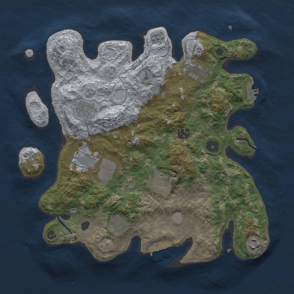 Rust Map: Procedural Map, Size: 3500, Seed: 57443017, 17 Monuments
