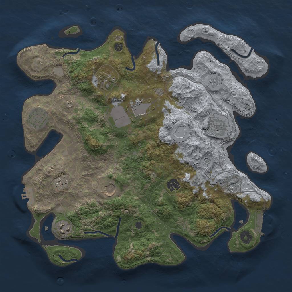 Rust Map: Procedural Map, Size: 3500, Seed: 27840362, 17 Monuments