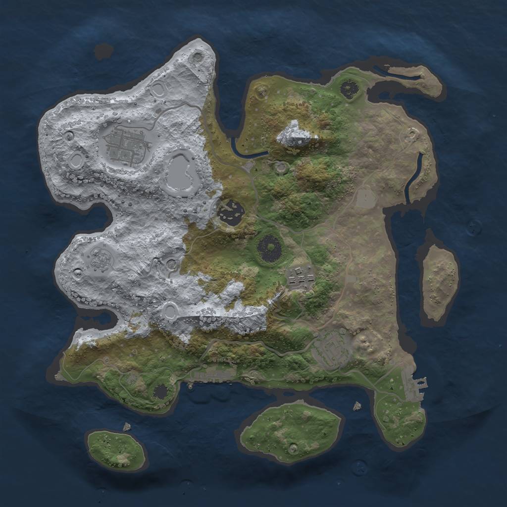 Rust Map: Procedural Map, Size: 3000, Seed: 520, 13 Monuments