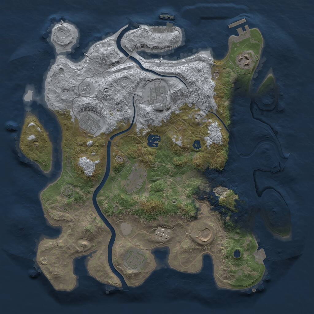 Rust Map: Procedural Map, Size: 3500, Seed: 35757974, 14 Monuments