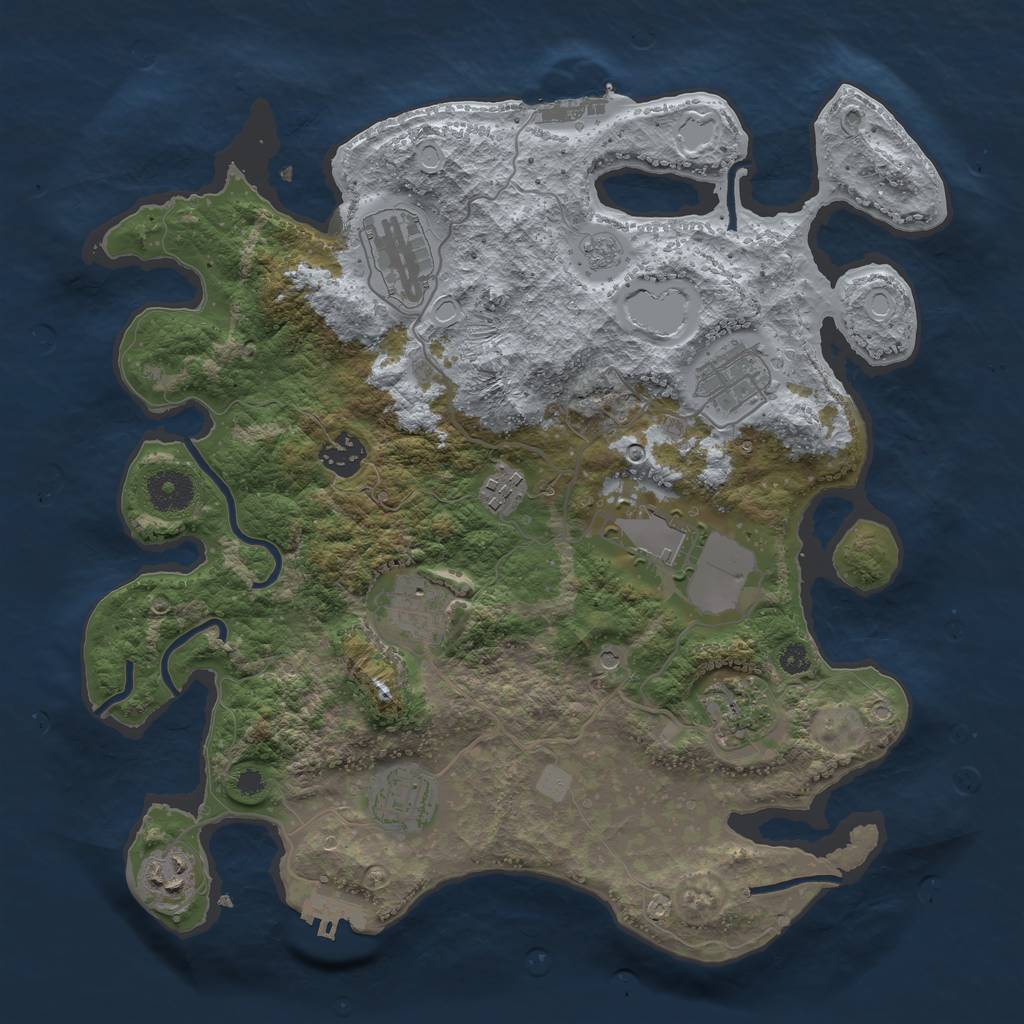 Rust Map: Procedural Map, Size: 3500, Seed: 13740617, 18 Monuments