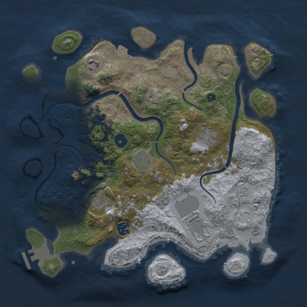 Rust Map: Procedural Map, Size: 3500, Seed: 62254166, 12 Monuments