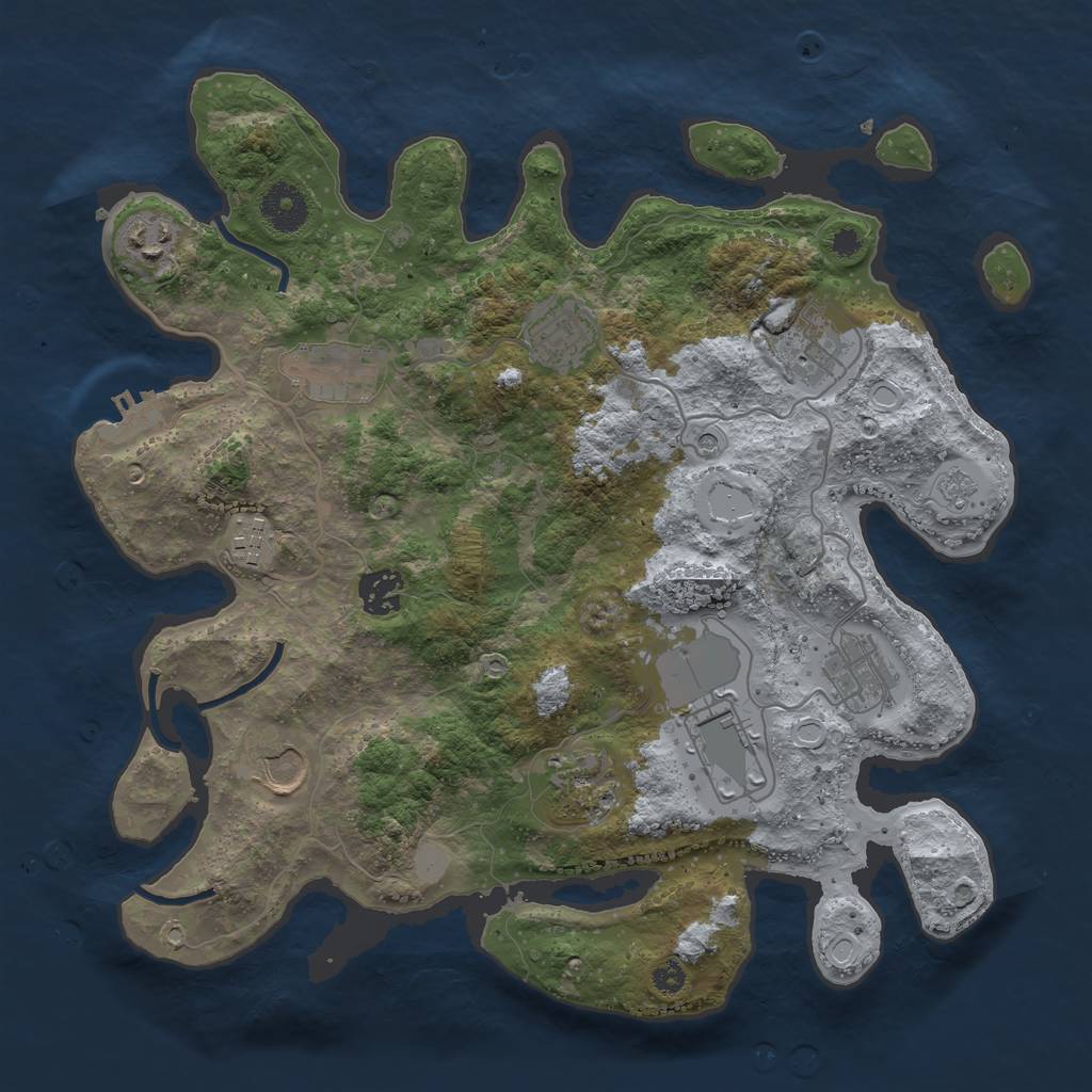 Rust Map: Procedural Map, Size: 3500, Seed: 45643526, 18 Monuments