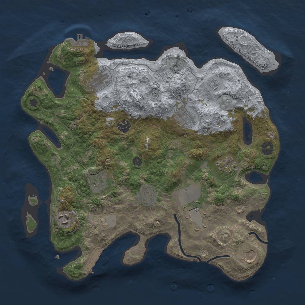 Rust Map: Procedural Map, Size: 3500, Seed: 76600077, 18 Monuments
