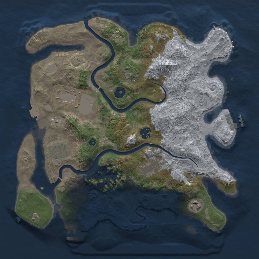 Rust Map: Procedural Map, Size: 3500, Seed: 46894797, 13 Monuments