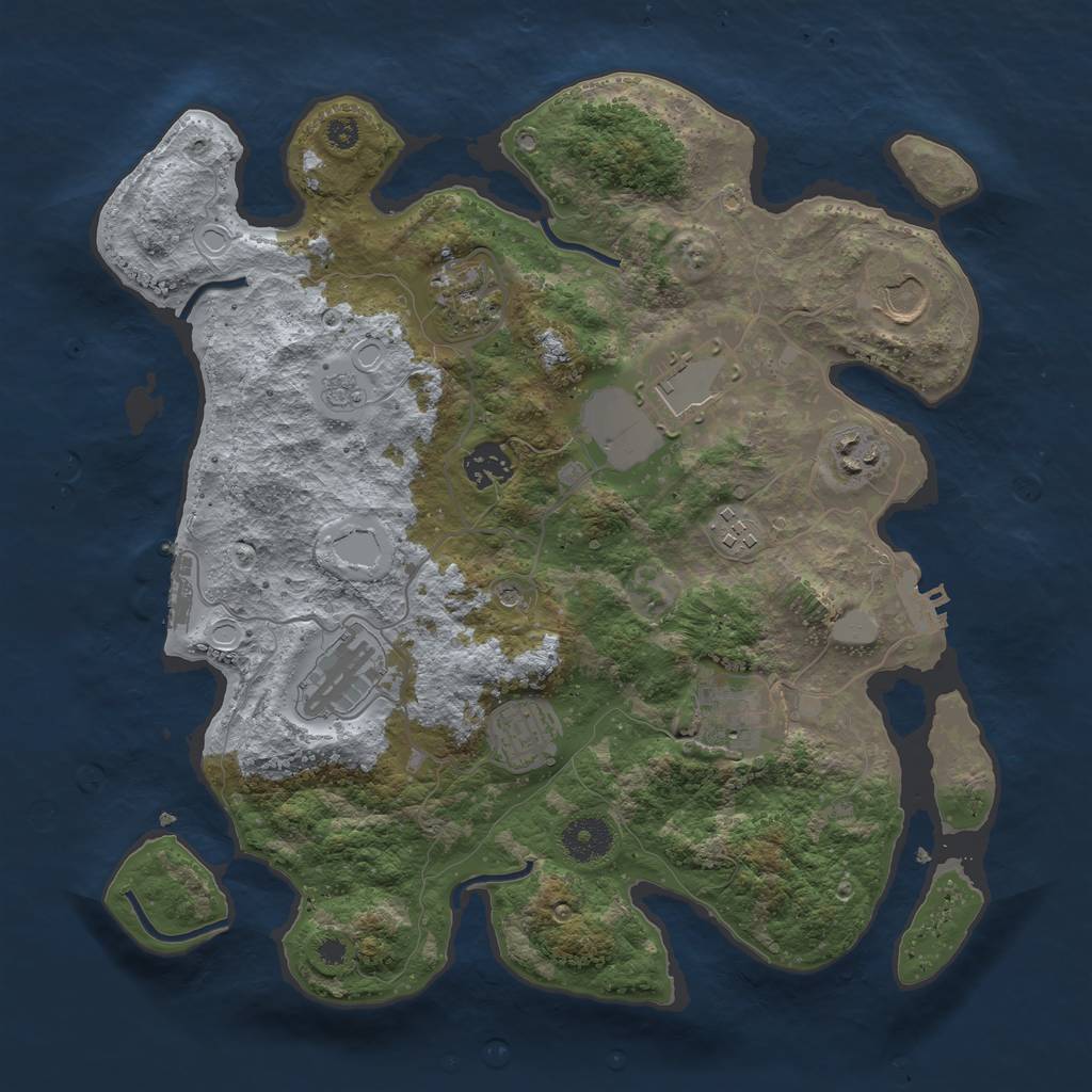 Rust Map: Procedural Map, Size: 3500, Seed: 16652374, 18 Monuments