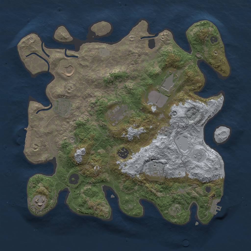 Rust Map: Procedural Map, Size: 3500, Seed: 70911749, 17 Monuments