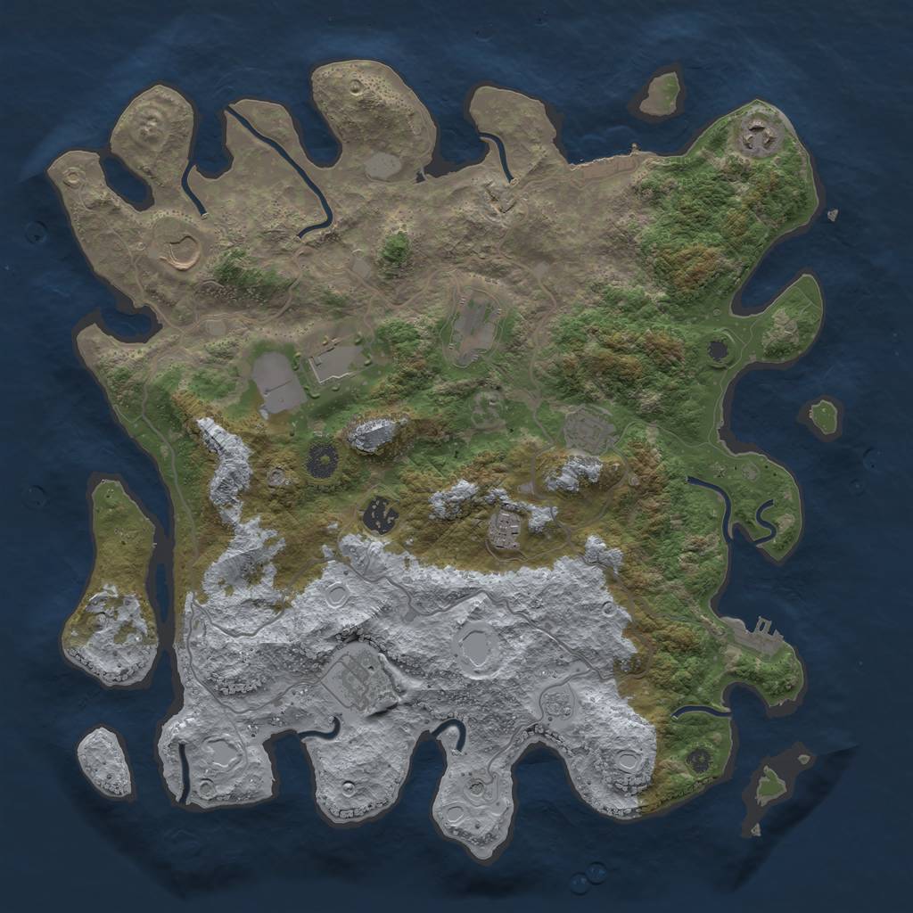 Rust Map: Procedural Map, Size: 4000, Seed: 32131, 17 Monuments