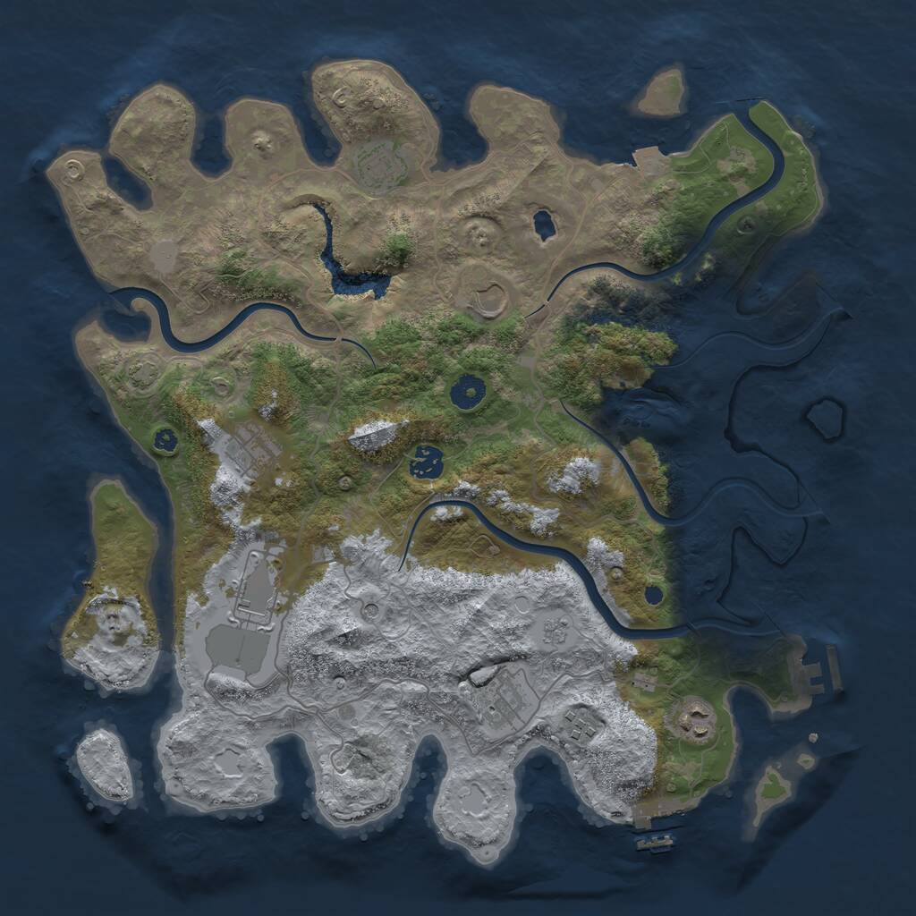 Rust Map: Procedural Map, Size: 4000, Seed: 32131, 14 Monuments