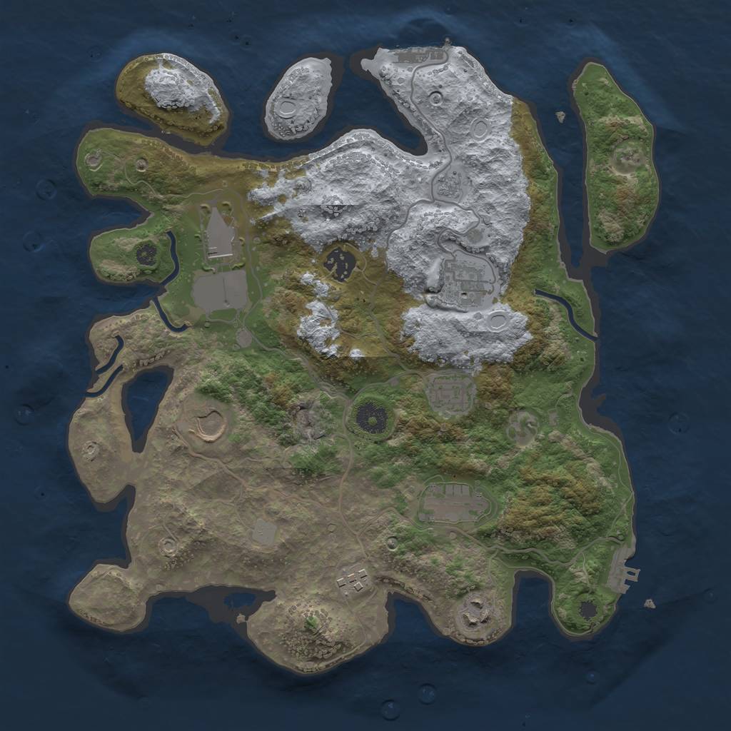 Rust Map: Procedural Map, Size: 3500, Seed: 55105761, 16 Monuments