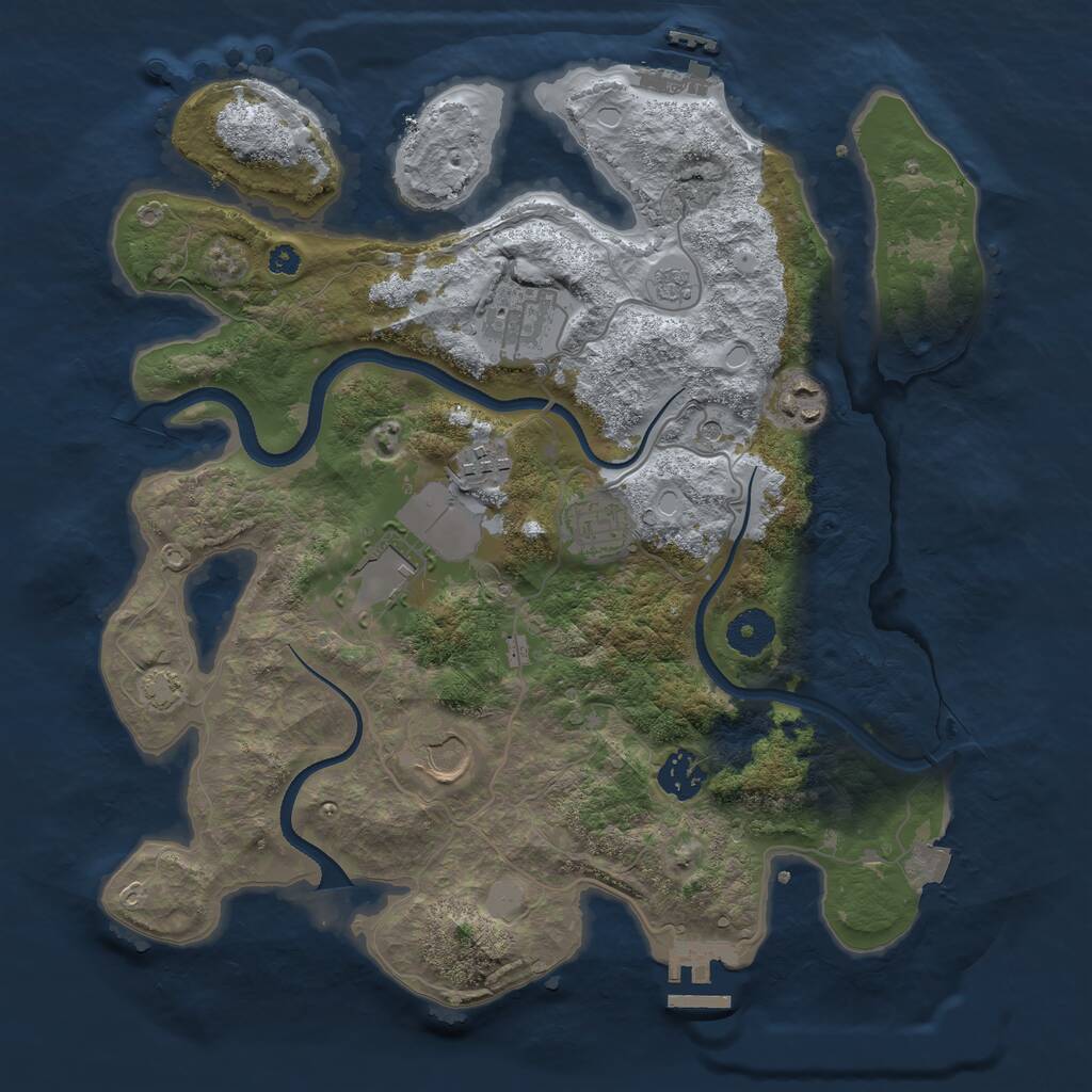 Rust Map: Procedural Map, Size: 3500, Seed: 55105761, 13 Monuments