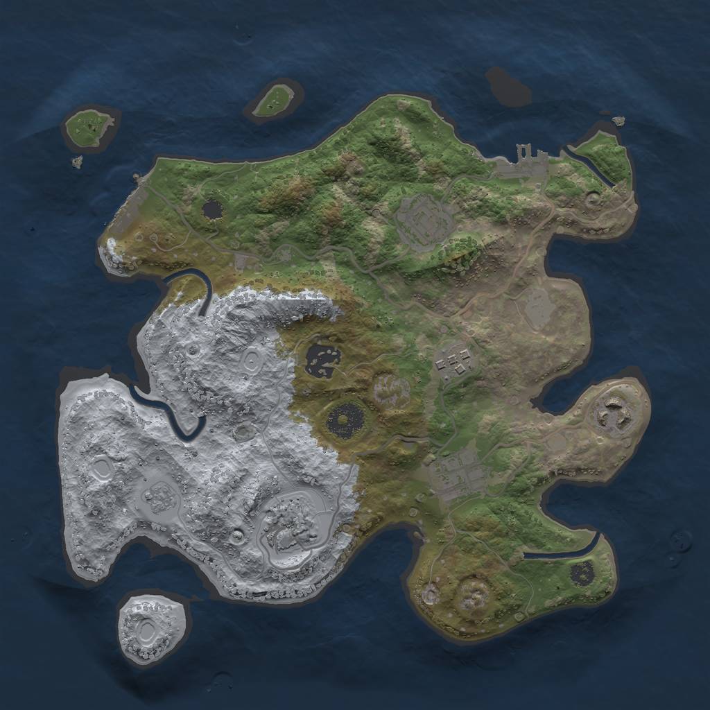 Rust Map: Procedural Map, Size: 3000, Seed: 11641, 14 Monuments