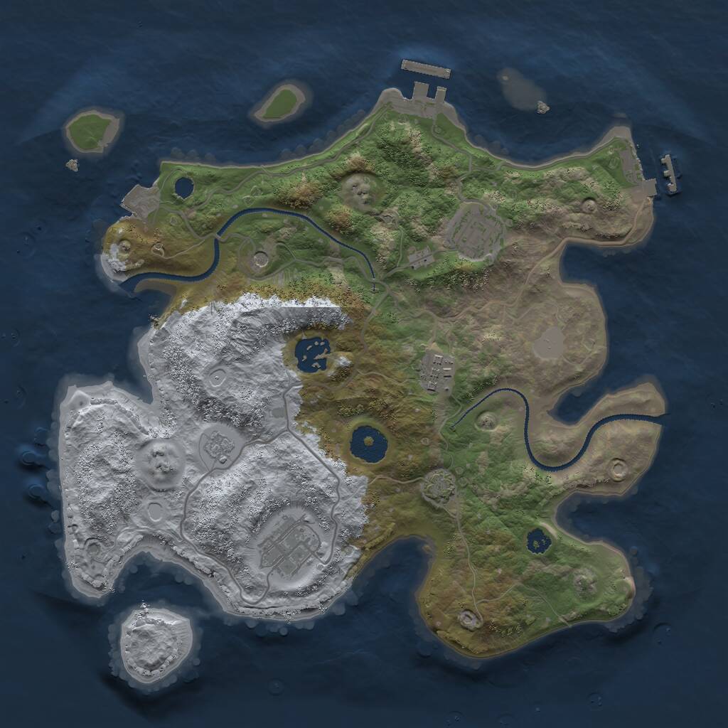 Rust Map: Procedural Map, Size: 3000, Seed: 11641, 10 Monuments