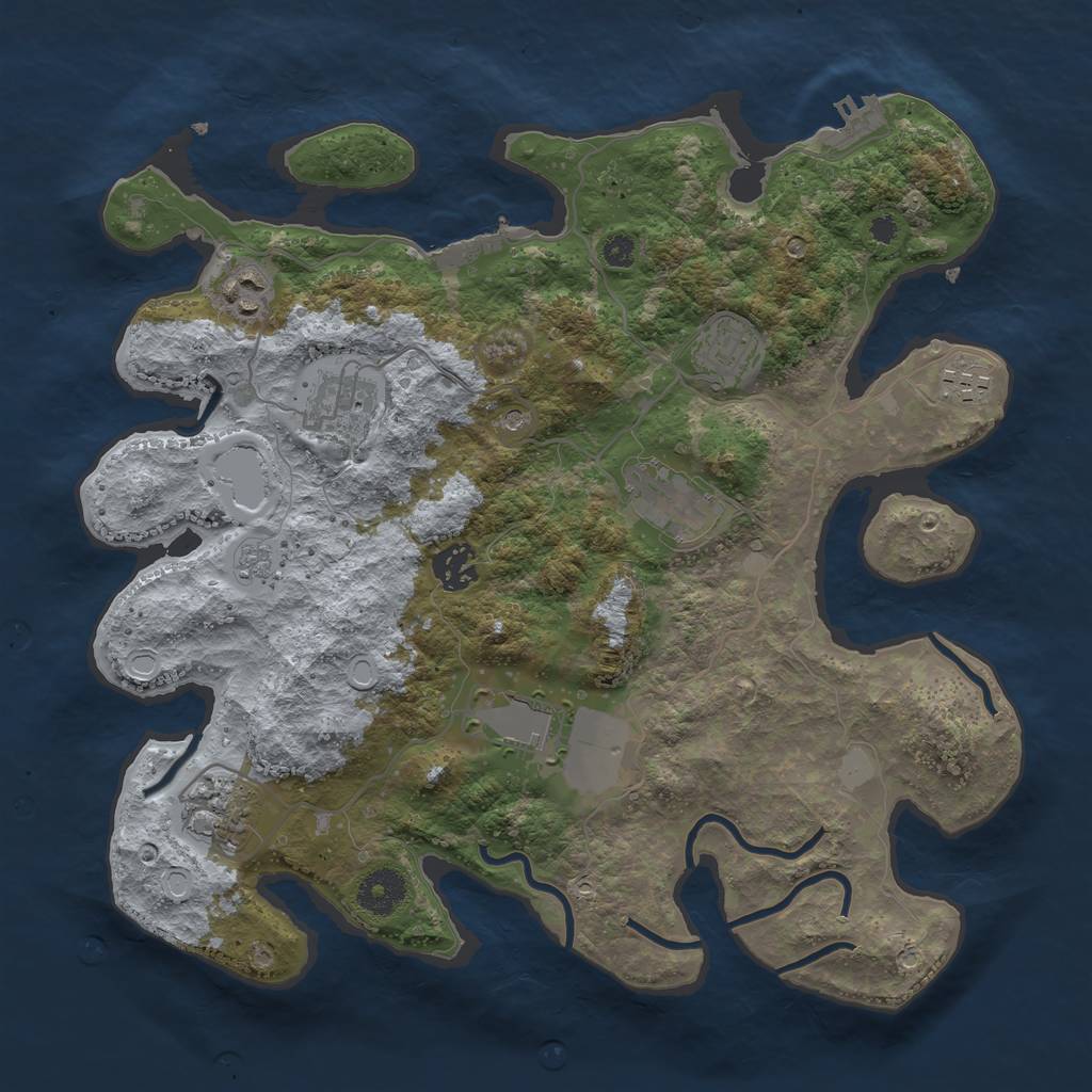 Rust Map: Procedural Map, Size: 3500, Seed: 5400847, 17 Monuments