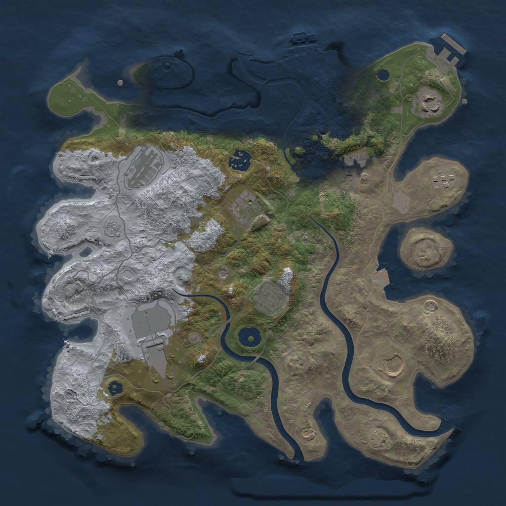 Rust Map: Procedural Map, Size: 3500, Seed: 5400847, 15 Monuments