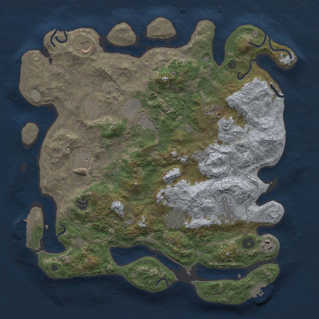 Rust Map: Procedural Map, Size: 4000, Seed: 1810443605, 19 Monuments