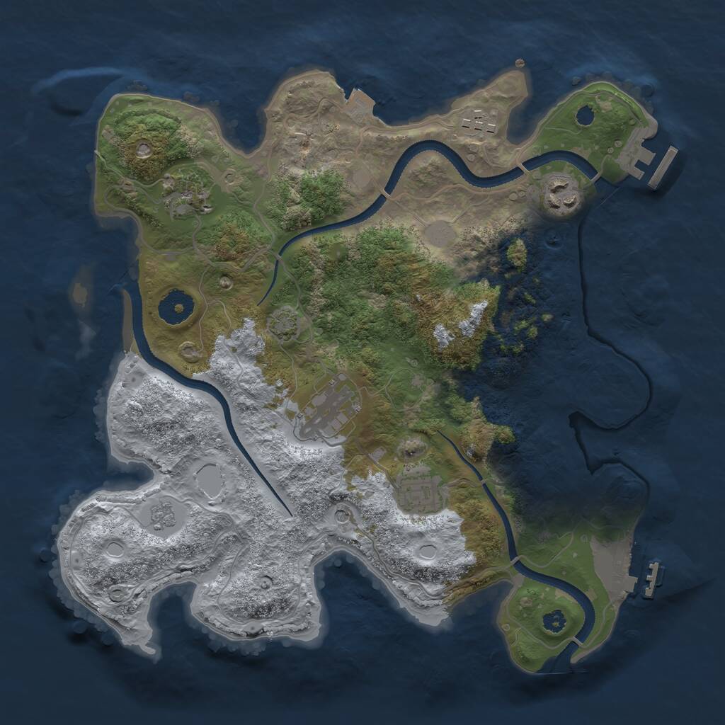 Rust Map: Procedural Map, Size: 3200, Seed: 734711963, 11 Monuments