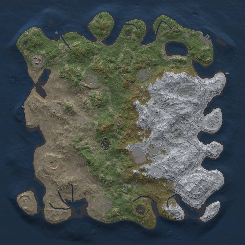 Rust Map: Procedural Map, Size: 4000, Seed: 103975051, 18 Monuments