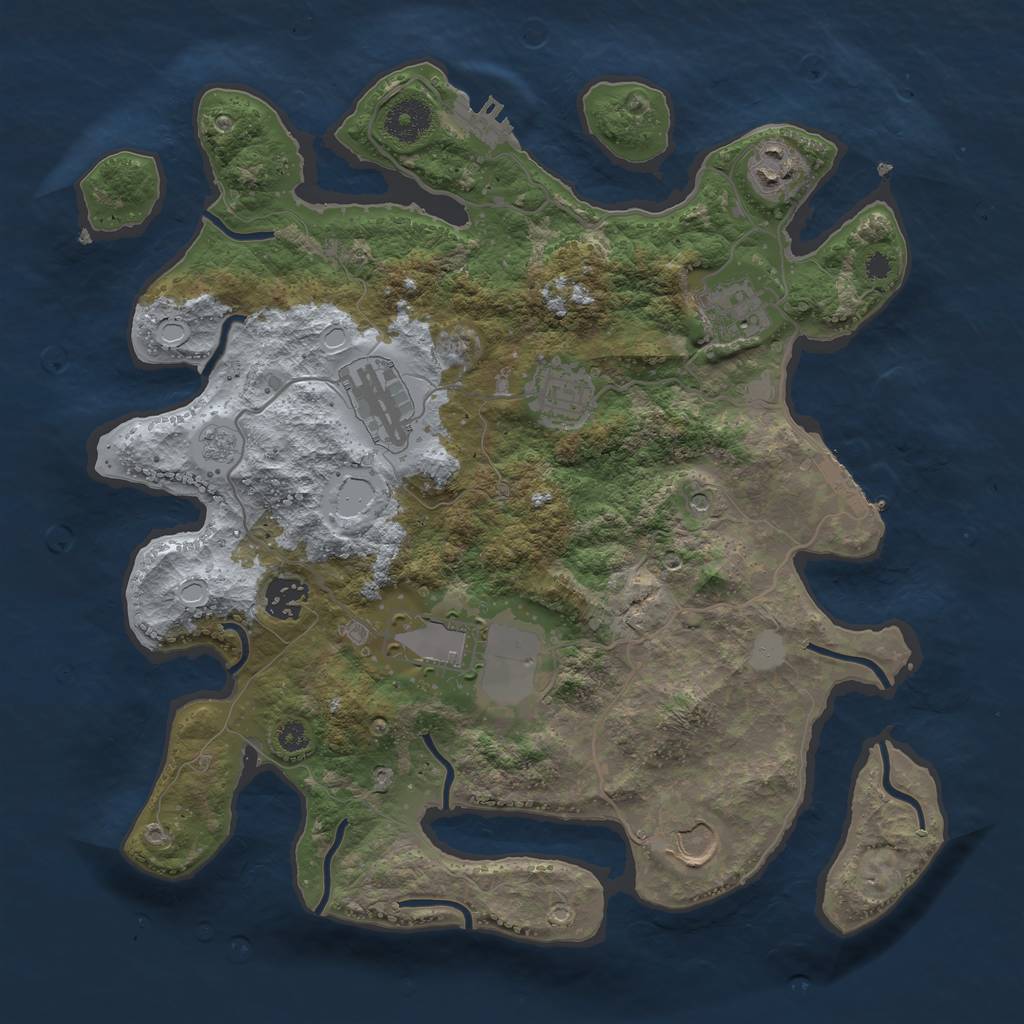 Rust Map: Procedural Map, Size: 3500, Seed: 5167956, 16 Monuments