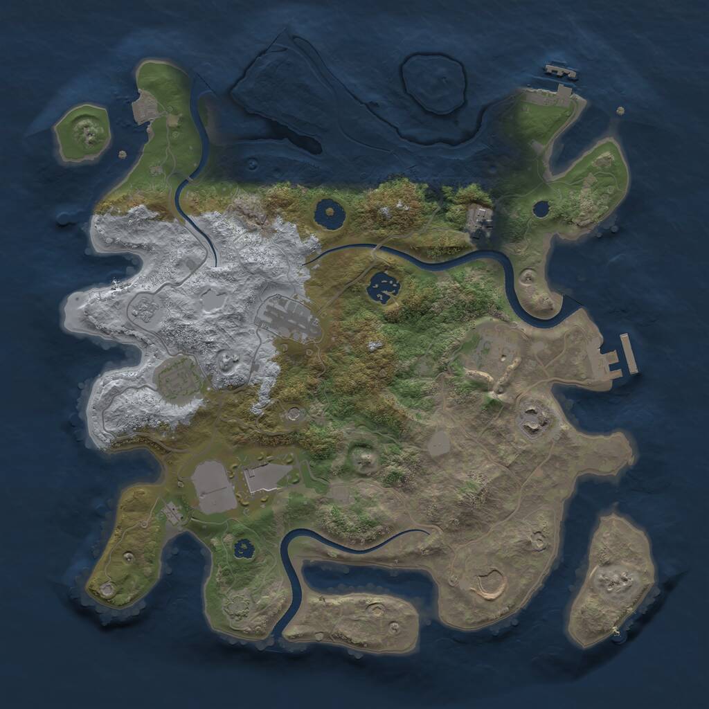 Rust Map: Procedural Map, Size: 3500, Seed: 5167956, 14 Monuments