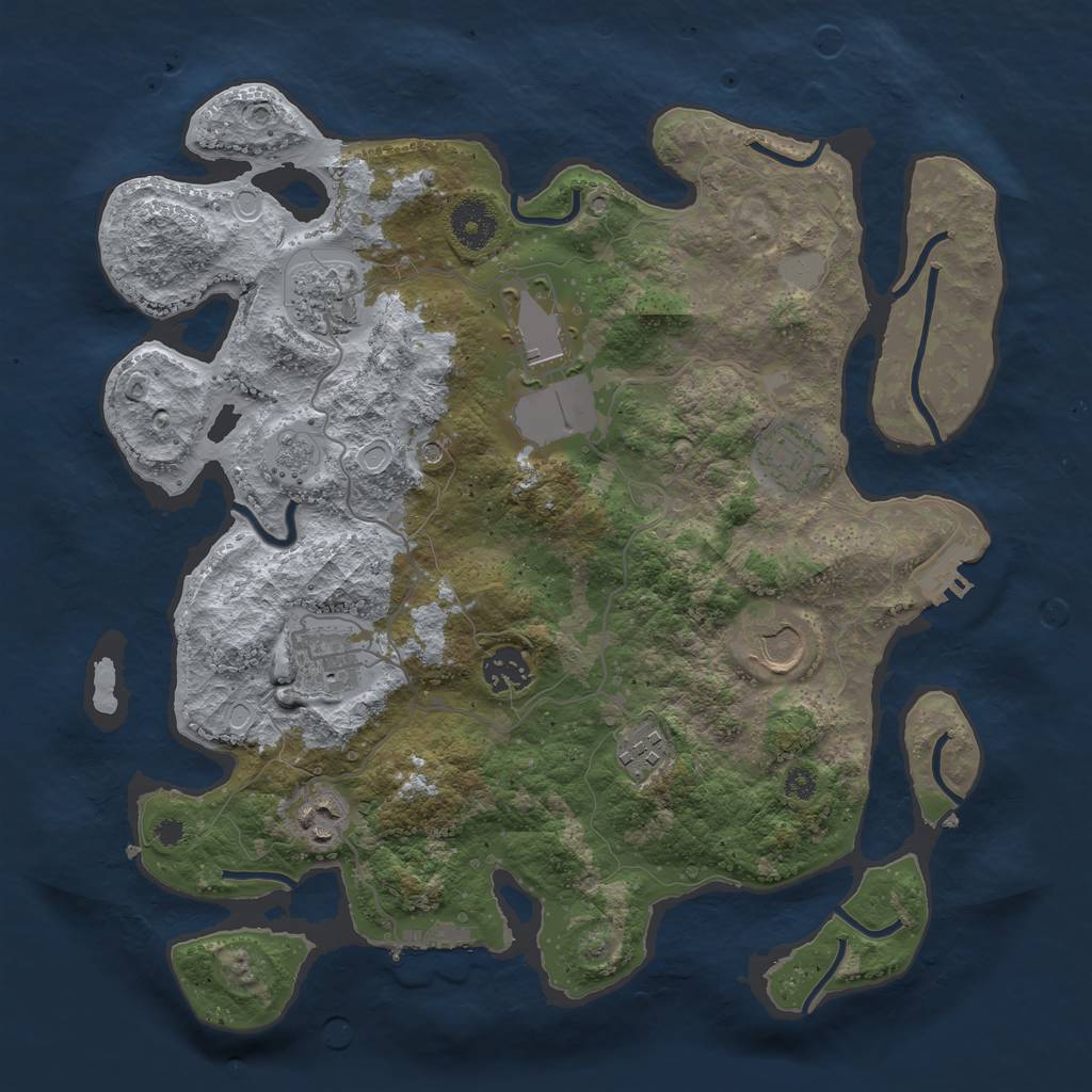 Rust Map: Procedural Map, Size: 3500, Seed: 71013185, 17 Monuments