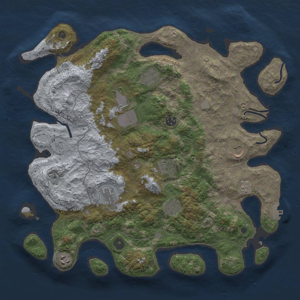 Rust Map: Procedural Map, Size: 4000, Seed: 375464, 17 Monuments