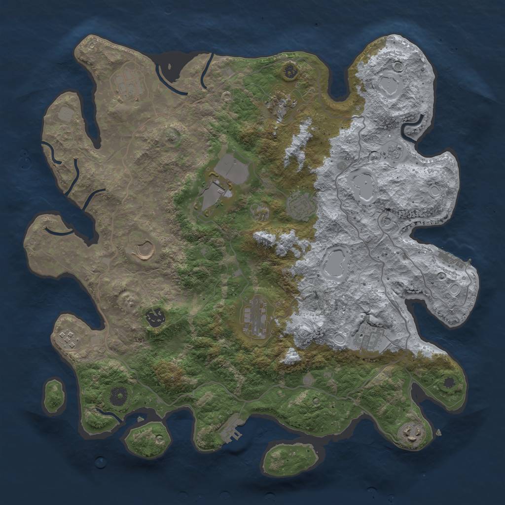 Rust Map: Procedural Map, Size: 4000, Seed: 635542596, 19 Monuments