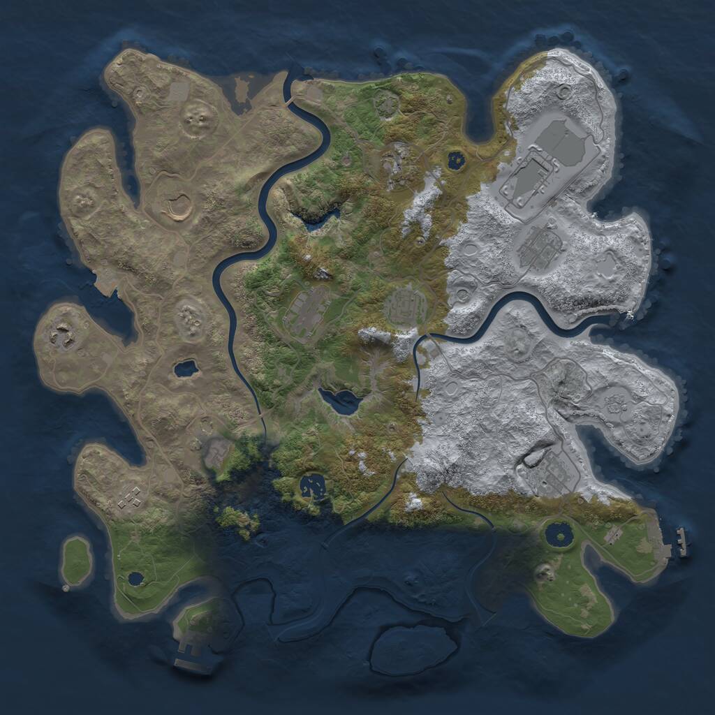 Rust Map: Procedural Map, Size: 4000, Seed: 635542596, 17 Monuments