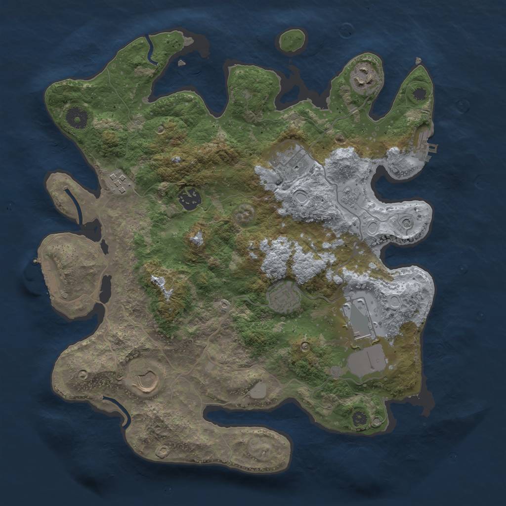 Rust Map: Procedural Map, Size: 3500, Seed: 46790683, 16 Monuments