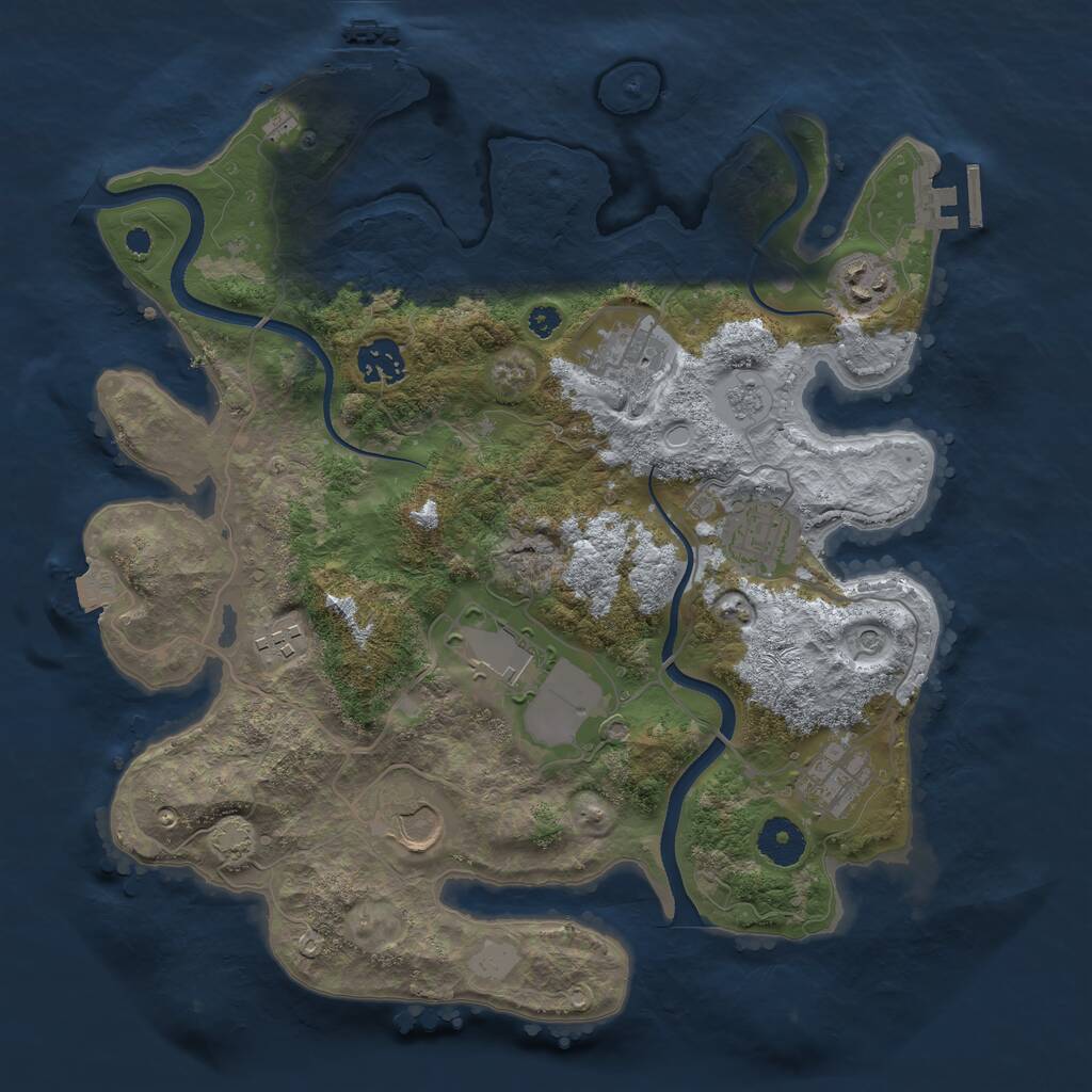 Rust Map: Procedural Map, Size: 3500, Seed: 46790683, 14 Monuments