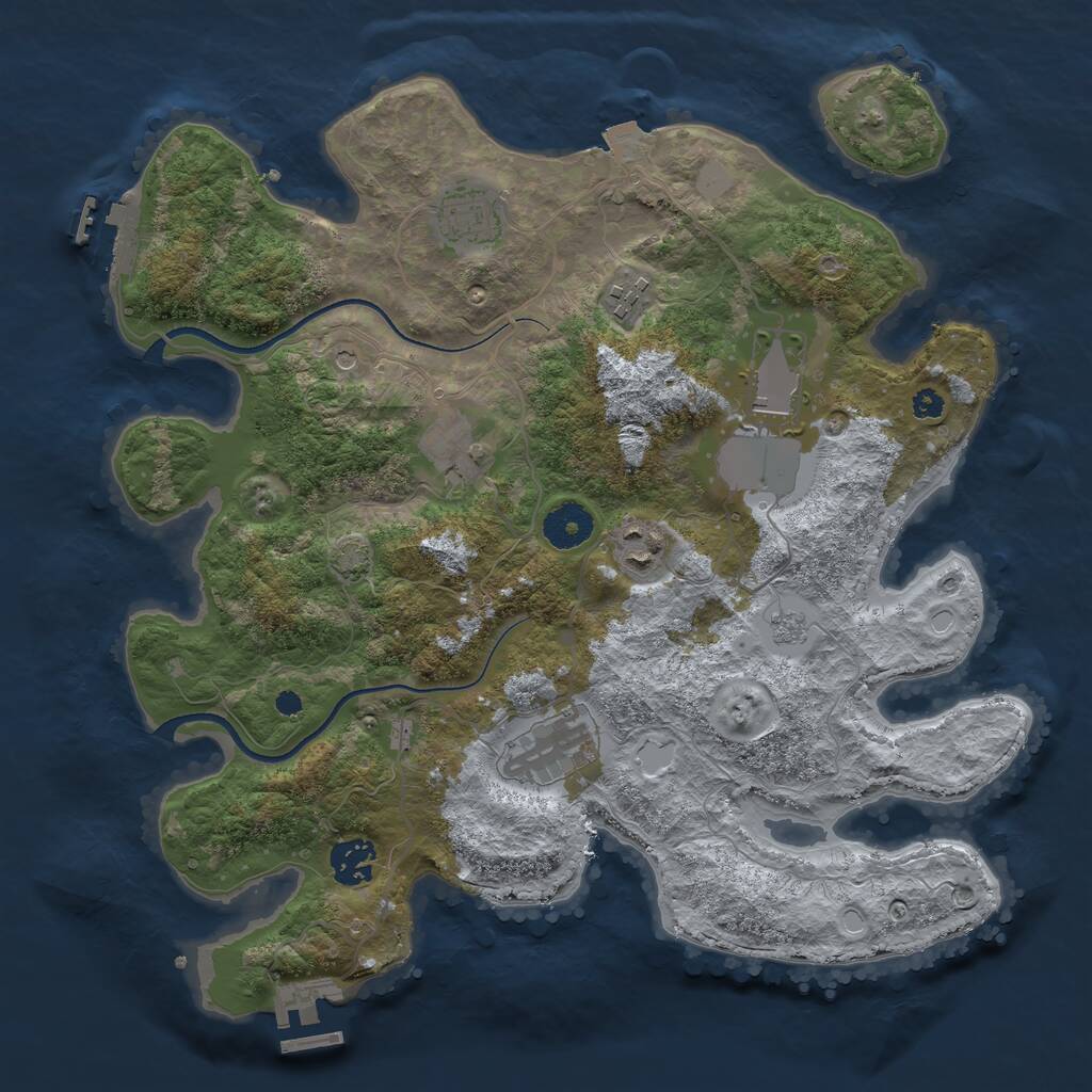 Rust Map: Procedural Map, Size: 3500, Seed: 21951349, 13 Monuments