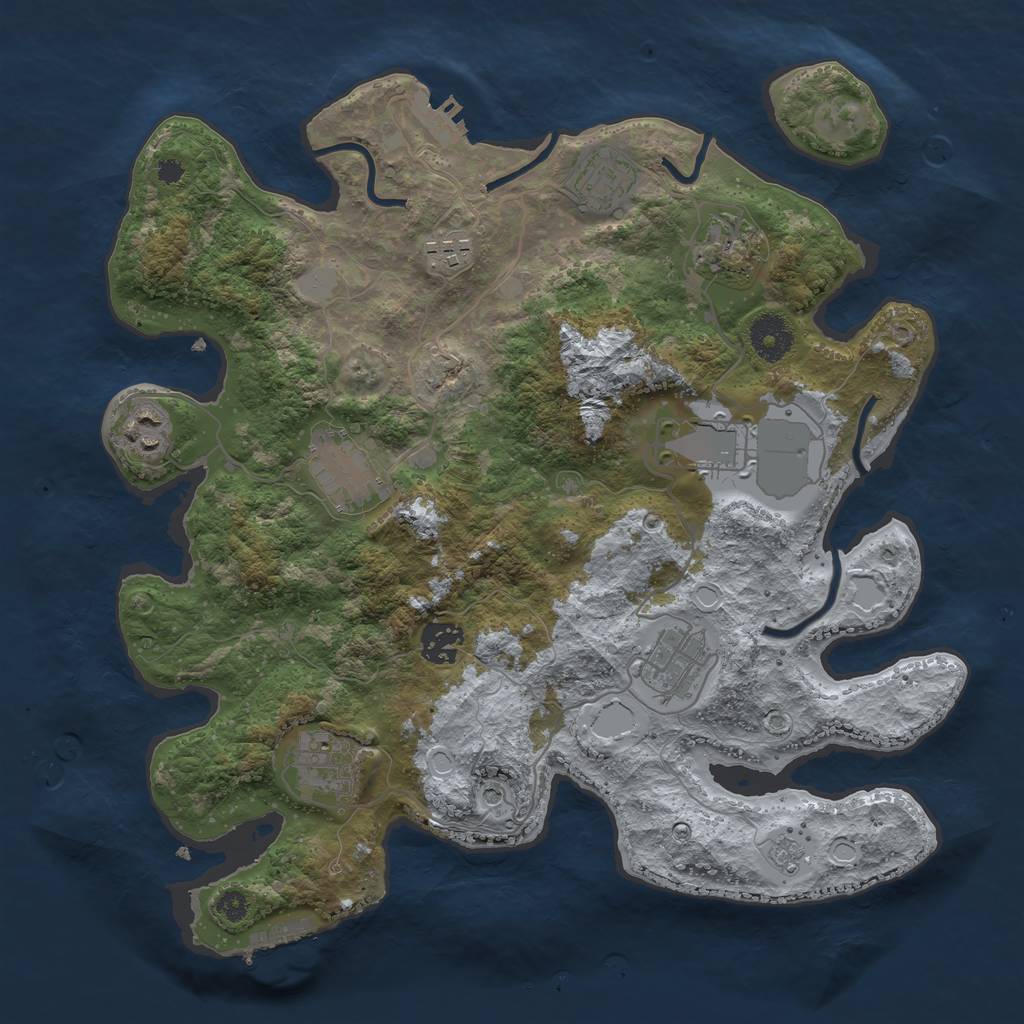 Rust Map: Procedural Map, Size: 3500, Seed: 21951349, 16 Monuments