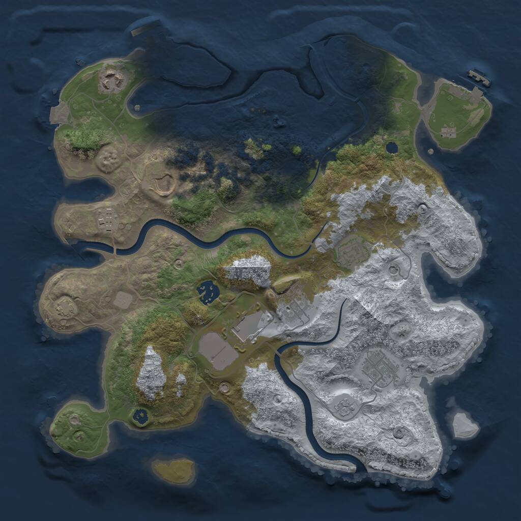 Rust Map: Procedural Map, Size: 3500, Seed: 32468602, 14 Monuments