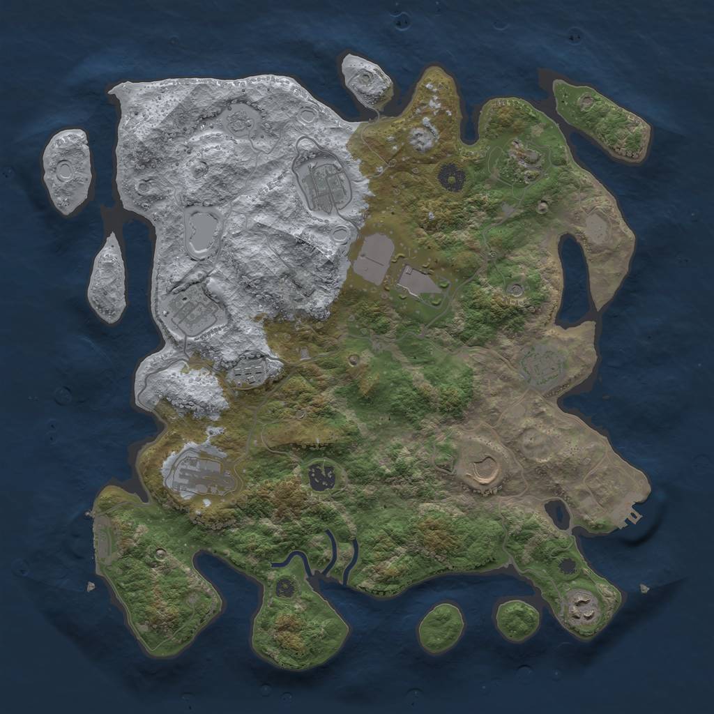 Rust Map: Procedural Map, Size: 3850, Seed: 7721435, 19 Monuments